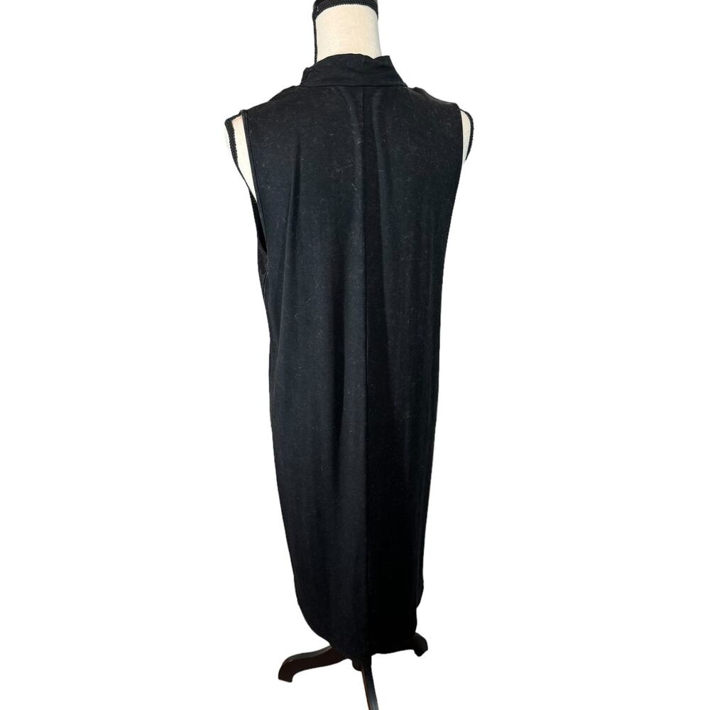 Lilla‎ P Black Stonewashed Sleeveless Midi Jersey Knit Mock Neck Dress Medium - Picture 3 of 7